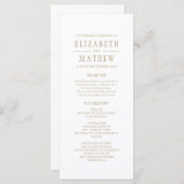 Programme Mariage élégant en or blanc simple (Devant / Derrière)