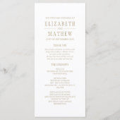 Programme Mariage élégant en or blanc simple (Devant)