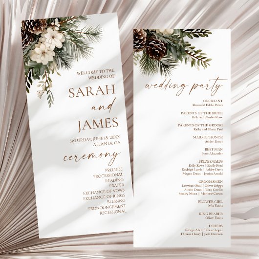 Programme Mariage Élégant Fleurs d'Hiver Pins