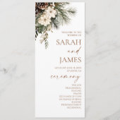 Programme Mariage Élégant Fleurs d'Hiver Pins (Devant)
