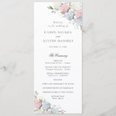 Programme Mariage Élégant Fleurs Roses et Bleues Hydrangea (Devant)