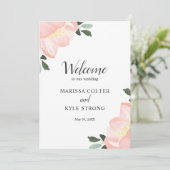 Programme Mariage Élégant Floral Aquarelle Rose (Debout devant)