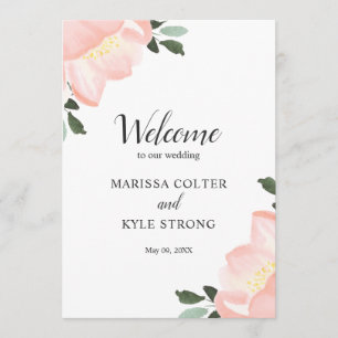 Programme Mariage Élégant Floral Aquarelle Rose