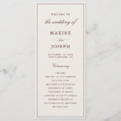 Programme Mariage élégant Formel Ivoire & Bourgogne (Devant)