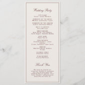 Programme Mariage élégant Formel Ivoire & Bourgogne (Dos)