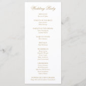 Programme Mariage Élégant Formel Or Traditionnel (Dos)