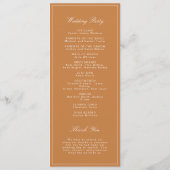 Programme Mariage Élégant Formel Orange Brûlée (Dos)