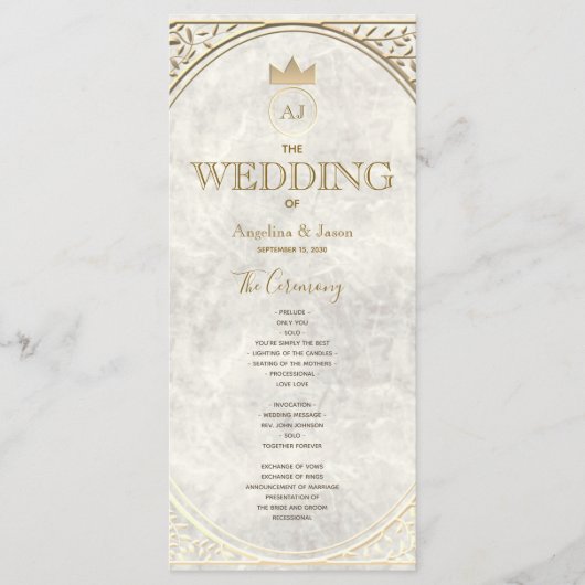 Programme Mariage Élégant Ivoire et Or (Devant)