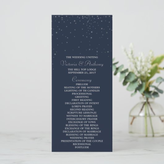 Programme Mariage Elegant Marine & Silver Falling Stars (Debout devant)