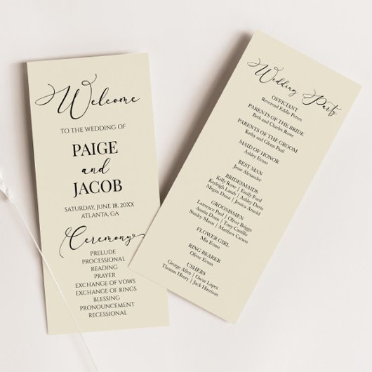 Programme Mariage Élégant Minimaliste Moderne Classique