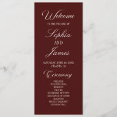 Programme Mariage Élégant Moderne Burgundy Foncé (Devant)