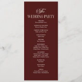 Programme Mariage Élégant Moderne Burgundy Foncé (Dos)
