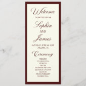 Programme Mariage Élégant Moderne Burgundy Foncé (Devant)