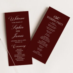 Programme Mariage Élégant Moderne Burgundy Foncé