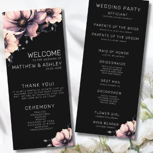 Programme Mariage Élégant Moderne Floral Rose Pâle