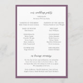 Programme Mariage élégant moderne monogramme violet (Dos)