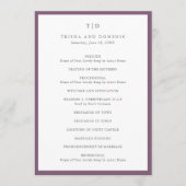 Programme Mariage élégant moderne monogramme violet (Devant)
