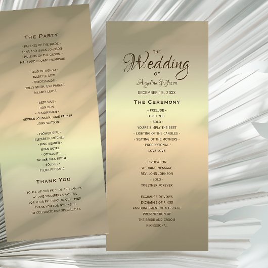 Programme Mariage Élégant Moderne Or