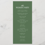 Programme Mariage élégant moderne typographie vert olive fon (Dos)
