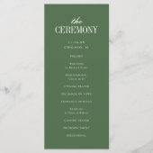 Programme Mariage élégant moderne typographie vert olive fon (Devant)