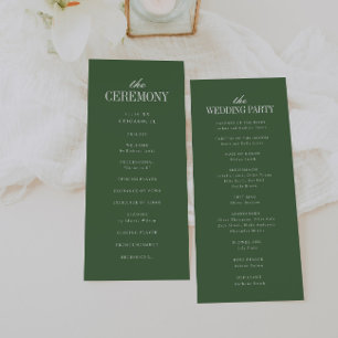 Programme Mariage élégant moderne typographie vert olive fon
