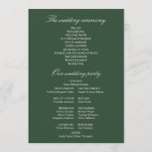 Programme Mariage élégant moderne vert classique à l'ancienn (Dos)