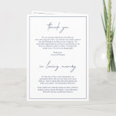 Programme Mariage Élégant Monogramme Bleu Nuit Intemporel (Dos)