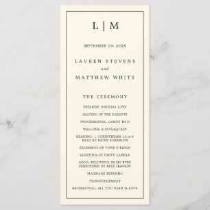 Programme Mariage élégant monogramme jaune beurre moderne