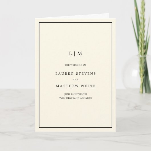 Programme Mariage élégant monogramme jaune beurre moderne (Devant)