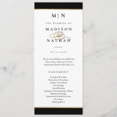 Programme Mariage Élégant Monogramme Noir et Or (Devant)