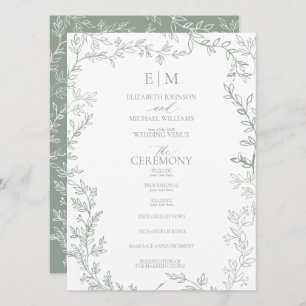 Programme Mariage Élégant Monogramme Sage Feuille
