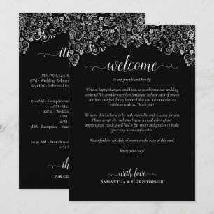 Programme Mariage Élégant Noir & Argent : Message de Bienven