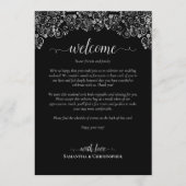 Programme Mariage Élégant Noir & Argent : Message de Bienven (Devant)