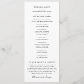 Programme Mariage Élégant Noir et Blanc Hérité (Dos)