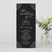 Programme Mariage élégant noir et blanc vintage classique (Debout devant)