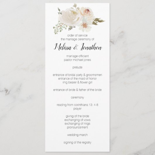 Programme Mariage Élégant Romantique aux Fleurs Blanches (Devant)