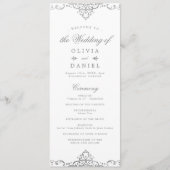 Programme Mariage élégant romantique orné d'argent (Devant)