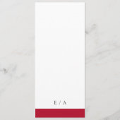 Programme Mariage Élégant Simple Classique Rouge Minimal (Dos)