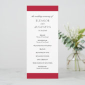 Programme Mariage Élégant Simple Classique Rouge Minimal (Debout devant)