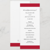 Programme Mariage Élégant Simple Classique Rouge Minimal (Devant / Derrière)