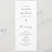 Programme Mariage Élégant Simple Cœur Noir & Blanc (Devant)