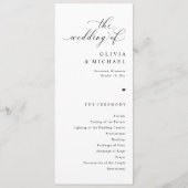 Programme Mariage Élégant Simple Cœur Noir & Blanc (Devant)