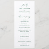 Programme Mariage élégant traditionnel vert émeraude (Devant)