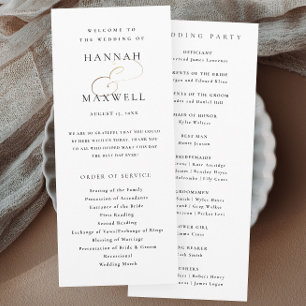 Programme Mariage élégant typographie noir et blanc