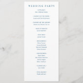 Programme Mariage Élégant Typographique Bleu Marine (Dos)