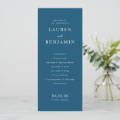 Programme Mariage Élégant Typographique Bleu Marine (Debout devant)