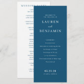 Programme Mariage Élégant Typographique Bleu Marine (Devant / Derrière)
