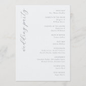 Programme Mariage Élégant Typographique Gris (Dos)