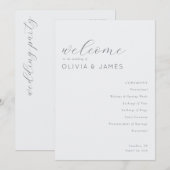 Programme Mariage Élégant Typographique Gris (Devant / Derrière)
