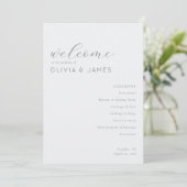 Programme Mariage Élégant Typographique Gris (Debout devant)